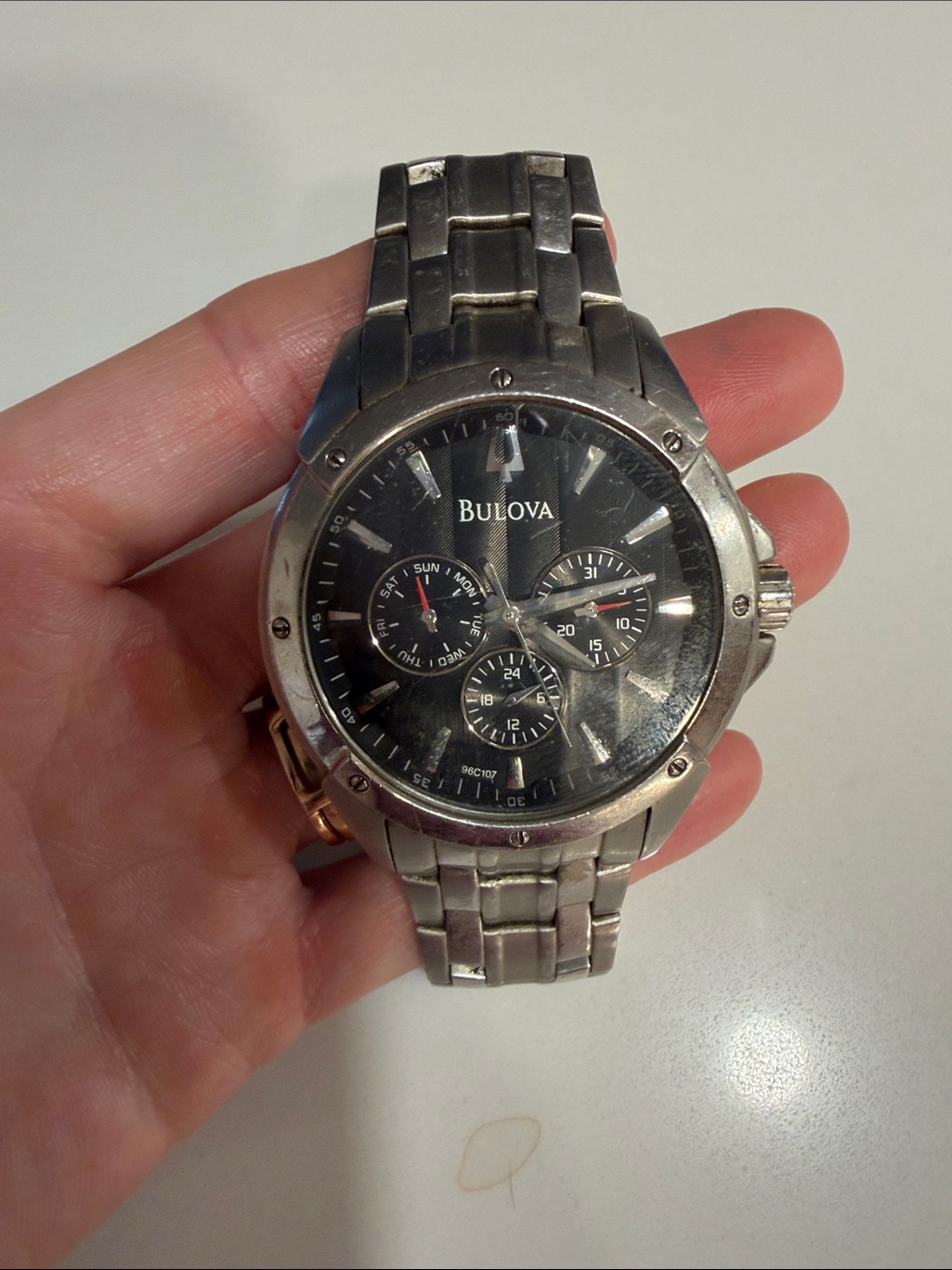 Bulova Silver Stainless Steel Bracelet Watch Band Model 96c107